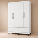 Ver imagem 3 de Guarda Roupa Solteiro Romeu 4 Portas 2 Gavetas 120cm com Cabideiro Branco - Rede Móveis