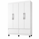 Ver imagem 5 de Guarda Roupa Solteiro Romeu 4 Portas 2 Gavetas 120cm com Cabideiro Branco - Rede Móveis