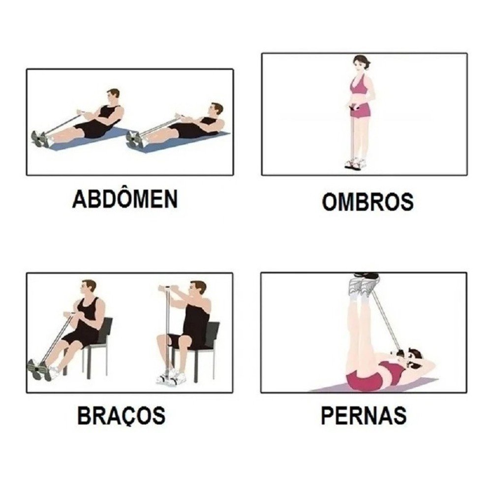 Elastico Extensor 4 tubos Academia Casa abdominal cordas Pilates Tonificação exercicio - 4