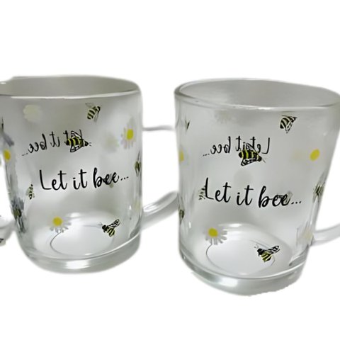 Kit Conjunto com 2 Canecas de Vidro Abelhinhas 225ml