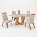 Ver imagem 2 de Conjunto Mesa de Jantar com Vidro e 4 Cadeiras 120cm Multimóveis Crljm-CON029 Madeirado/Off White