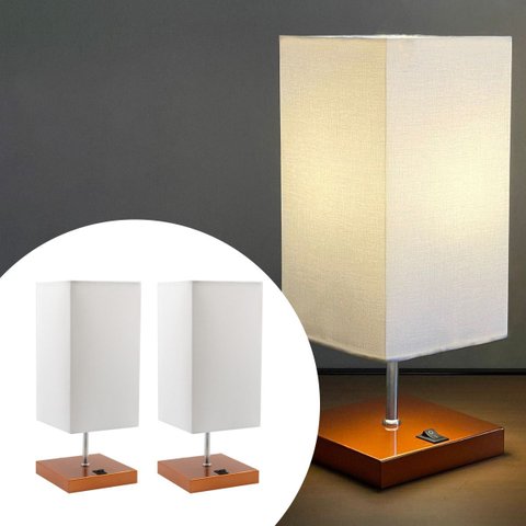 Kit 2 Abajur Luminaria de Mesa Quadrado com Interruptor Ref 49 Decoração Casa Sala Quarto Escritório