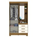 Ver imagem 3 de Guarda Roupa Solteiro Pequin 2 Portas e 3 Gavetas com Espelho Nature/Off White - Móveis Briz