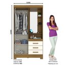Ver imagem 4 de Guarda Roupa Solteiro Pequin 2 Portas e 3 Gavetas com Espelho Nature/Off White - Móveis Briz