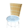 Conjunto 4 Cadeiras Branca para Cozinha Hawai Palha com Assento Estampado:floral Gelo - 5