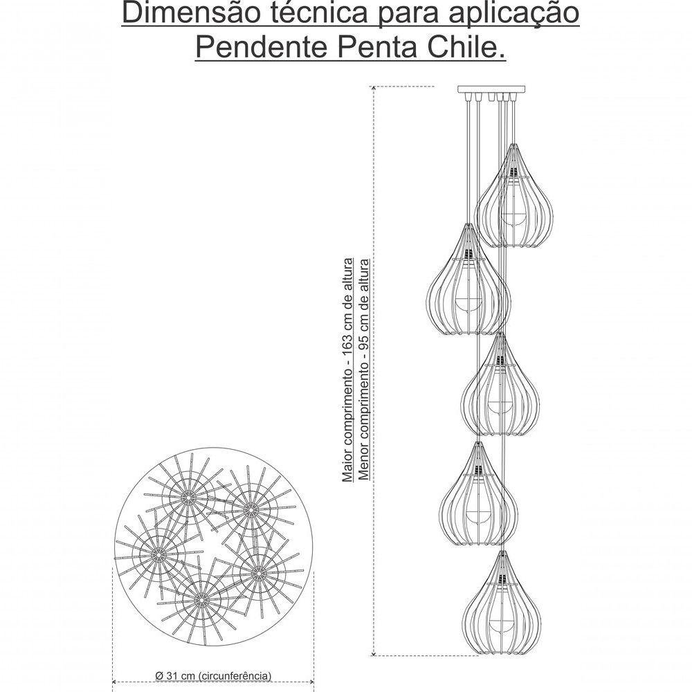 Luminária Teto Lustre Pendente Balcão Cozinha Sala 5 Chile Cor:vermelho - 2