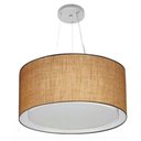 Ver imagem 1 de Lustre Pendente Cilíndrico Duplo Vivare Md-4300 Cúpula em Tecido 50x30cm - Bivolt Palha 127/220v