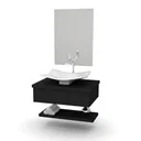 Ver imagem 2 de Kit com 2 Conjuntos para Banheiro Gabinete com Cuba F44 e Prateleira 605W Metrópole Preto/Onix