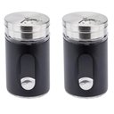 Ver imagem 3 de Pote Porta Condimentos Saleiro Pimenteiro Vidro Aço Inox Tampa Armazenar Sal Pimenta Tempero - Preto