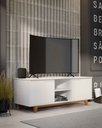 Ver imagem 1 de Rack Bancada Flow para Tv 146 Cm 2 Portas com Pés de Madeira Branco - Rede Móveis