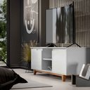 Ver imagem 3 de Rack Bancada Flow para Tv 146 Cm 2 Portas com Pés de Madeira Branco - Rede Móveis