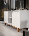 Ver imagem 2 de Rack Bancada Flow para Tv 146 Cm 2 Portas com Pés de Madeira Branco - Rede Móveis
