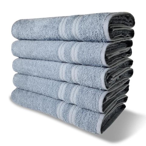 Kit com 6 Toalhas Banho 430g/m² Grande Grossa 80x150cm Itália Soft - Azul Claro