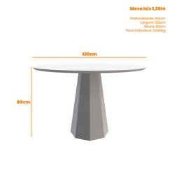 Mesa de Jantar Isis 1,20X1,20 Off White New Ceval - 2