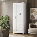 Ver imagem 6 de Guarda Roupa Solteiro 3 Portas com Pés e Cômoda Marabá com Espelho e Pés Branco Brilho - Santos