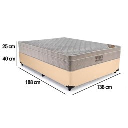 Cama Box Baú Casal Sintético + Colchão Ortobom Airtech Molas Ensacadas 138x188x65 Bege - 3