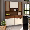 Ver imagem 1 de Kit Cozinha Ambiente Golden 8 Portas Nogueira Off White Ripado - Kits Paraná