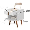 Ver imagem 5 de Kit 2 Mesas de Cabeceira Denise 1 Gaveta 1 Porta Pés Palito Branco - Comprar Moveis em Casa