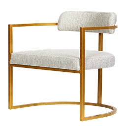 Kit 02 Poltronas Ohio Linho Bege Estrutura Dourado - 3