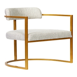 Kit 02 Poltronas Ohio Linho Bege Estrutura Dourado - 4