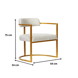 Kit 02 Poltronas Ohio Linho Bege Estrutura Dourado - 7