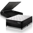 Ver imagem 1 de Cama Box Baú Casal Preto + Colchão Molas Ensacadas Zidi Bahamas 138x188x66cm