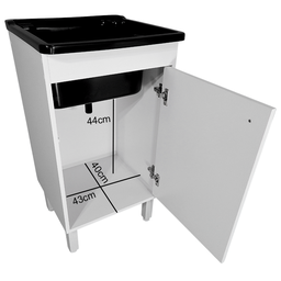 Tanque 26l com Gabinete 46cm 1 Porta + Sifão Entregue Montado Cor: Tanque Preto - 3