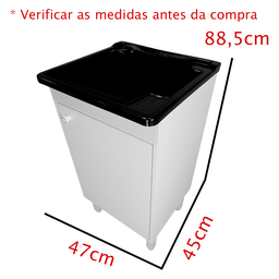 Tanque 26l com Gabinete 46cm 1 Porta + Sifão Entregue Montado Cor: Tanque Preto - 4