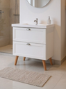 Ver imagem 2 de Gabinete para Banheiro com Cuba e Espelho Organico 80cm Retro Mdf Branco Milano - On Móveis
