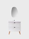 Ver imagem 4 de Gabinete para Banheiro com Cuba e Espelho Organico 80cm Retro Mdf Branco Milano - On Móveis