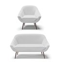 Ver imagem 1 de Kit 01 Namoradeira 02 Lugares e 01 Poltrona Giovana Linho Cinza A05 Pés Palito de Ferro - D'Rossi