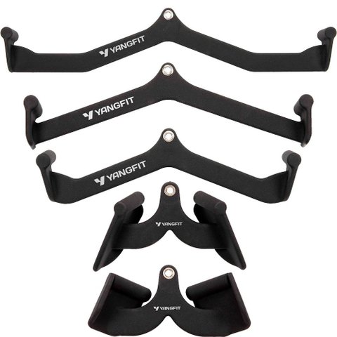 Kit Puxadores Anatômicos Academia Musculação 5 Peças Yangfit