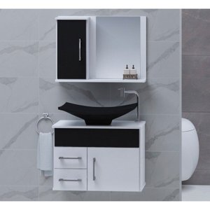 Kit com 2 Gabinetes para Banheiro com Cuba e Espelheira Turin