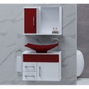 Ver imagem 1 de Kit com 2 Gabinetes para Banheiro com Cuba e Espelheira Turin Vermelho/Vinho
