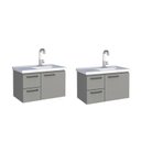 Ver mais imagens de Kit com 2 Gabinetes para Banheiro em Aço 61,5cm Romã Cinza