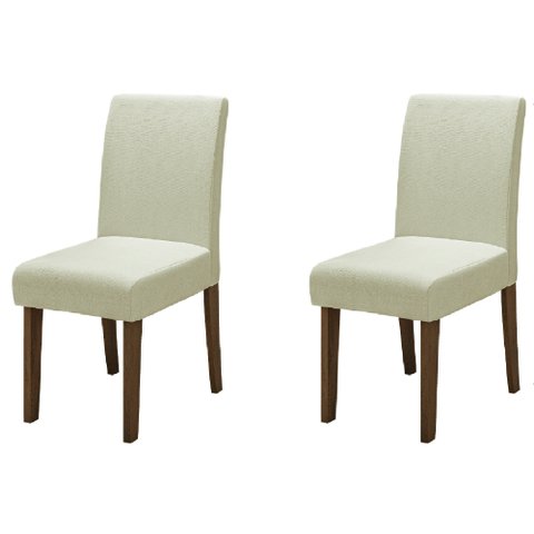 Conjunto com 2 Cadeiras Estofada Sala de Jantar Trieste Siena Cedro / Areia Dobuê