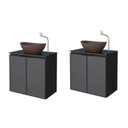 Ver mais imagens de Kit com 2 Gabinetes para Banheiro em Aço 2 Portas com Tampo de Vidro e Porta de Vidro sem Cuba Umbu