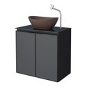 Ver imagem 2 de Kit com 2 Gabinetes para Banheiro em Aço 2 Portas com Tampo de Vidro e Porta de Vidro sem Cuba Umbu Preto