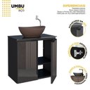 Ver imagem 6 de Kit com 2 Gabinetes para Banheiro em Aço 2 Portas com Tampo de Vidro e Porta de Vidro sem Cuba Umbu Preto