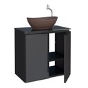 Ver imagem 1 de Kit com 2 Gabinetes para Banheiro em Aço 2 Portas com Tampo de Vidro e Porta de Vidro sem Cuba Umbu Preto