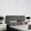 Ver imagem 2 de Painel Suspenso Cabeceira Luna 1,28m para Cama Viúva Solteirão Suede Cinza - Aurora Line