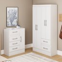 Ver imagem 1 de Guarda-Roupa 4 Portas e 2 Gavetas com Cômoda 4 Gavetas e 1 Porta Branco
