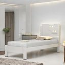 Ver imagem 1 de Cama Solteiro com Aplique Espelho Luiza Branca com Colchão