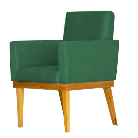 Poltrona Decorativa para Sala Bella Base Madeira Maciça Veludo Divini Decor:verde