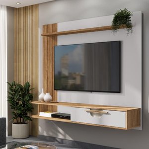 Painel Jeri Suspenso Tv 65 Polegadas Porta Ratan Sala - Cinamomo/ Off