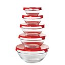 Ver imagem 2 de Conjunto 10 Potes Tigela Vidro Tampa Vermelho Class Home