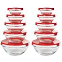 Ver imagem 1 de Conjunto 10 Potes Tigela Vidro Tampa Vermelho Class Home