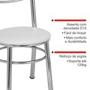 Ver imagem 7 de Conjunto 6 Cadeiras para Sala de Jantar Tradicional Cromado/Branco
