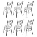 Ver imagem 5 de Conjunto 6 Cadeiras para Sala de Jantar Tradicional Cromado/Branco