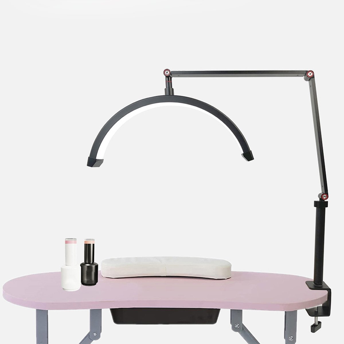 Luminaria Estetica Spa Salao de Beleza Arco Meia Lua 3 Tons Suporte Celular Mesa Limpeza de Pele Aju - 7